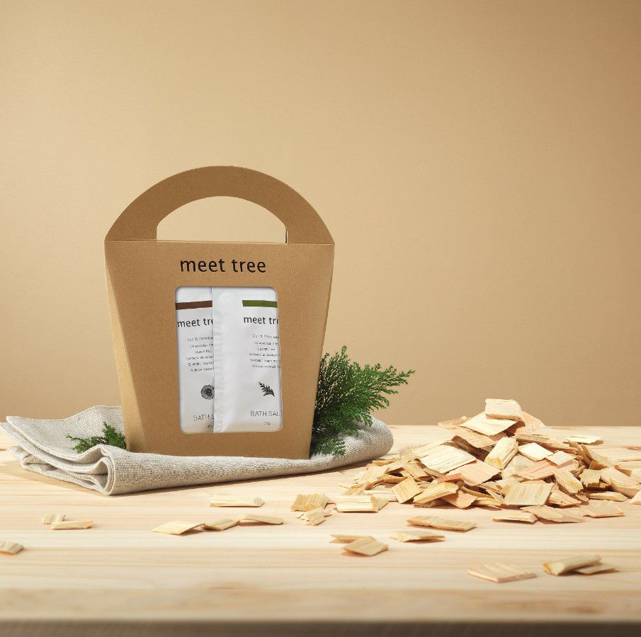 meet tree　バスソルトギフト（ヒノキの葉＆ヒノキの木）　ヒノキ　イメージ画像